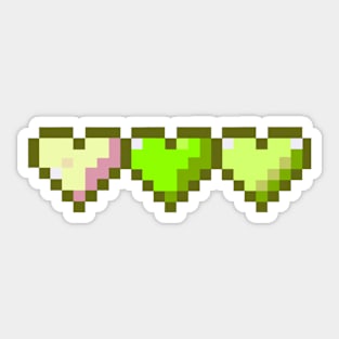 Lime Row of Hearts Pixel Art Sticker